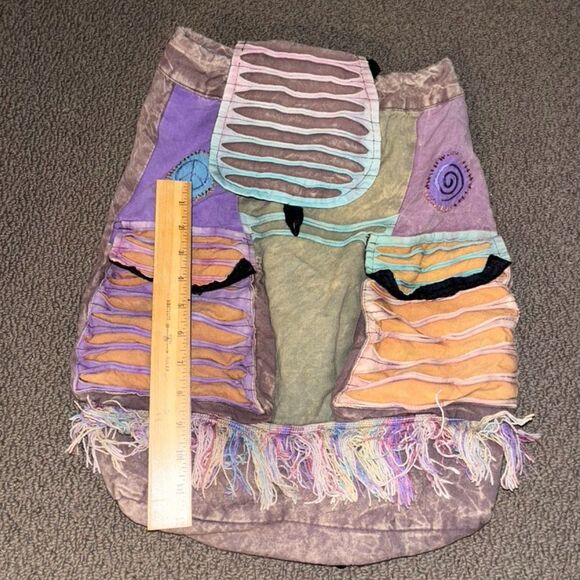 The Collection Royal Handmade Nepali Patchwork Hippie Rainbow Tie Dye Backpack - Picture 2 of 9